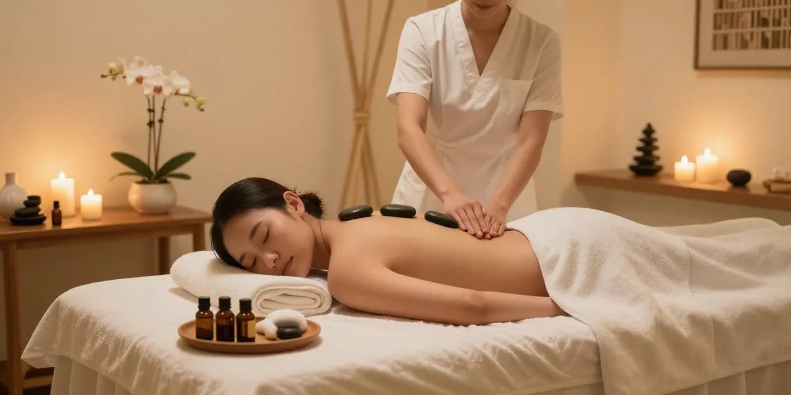 RR88 spa treatment: luxurious hot stone massage experience for rejuvenation.