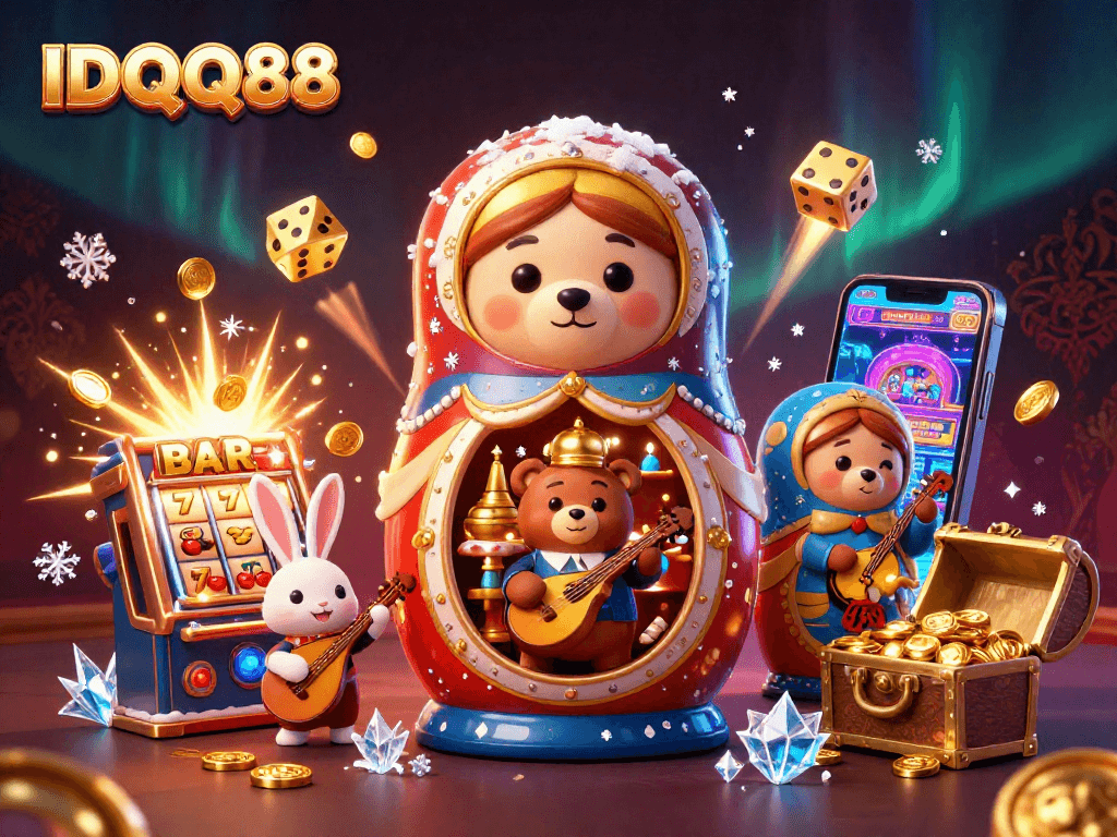 Experience exciting wins at IDQQ88 with colorful slot machines and festive casino characters!