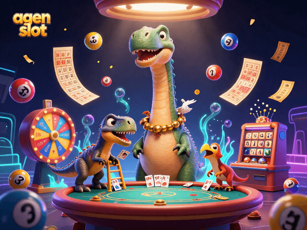 Raih jackpot agen slot dengan permainan menyenangkan dikelilingi bola lotere berwarna-warni