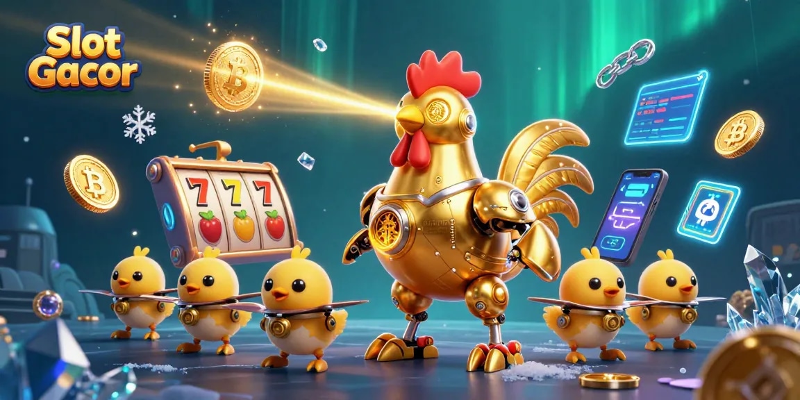 Menangkan Slot Gacor dengan simbol buah dan jackpot dalam ilustrasi 3D yang dinamis.