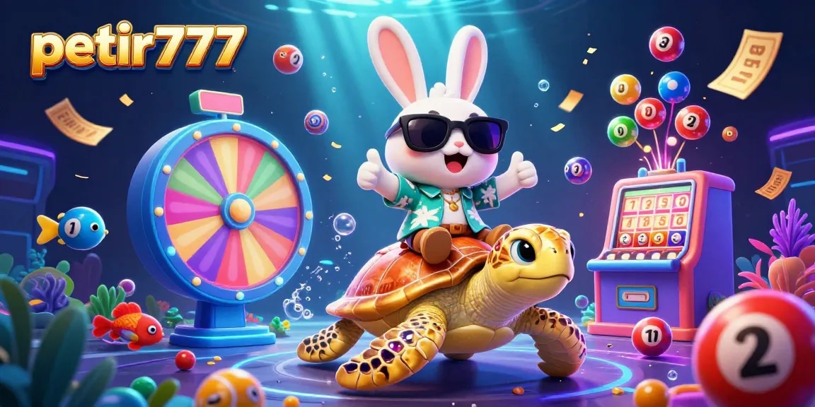 Experience petir777's thrilling gameplay with a lucky rabbit and golden sea turtle in a vibrant sea of gaming excitement
