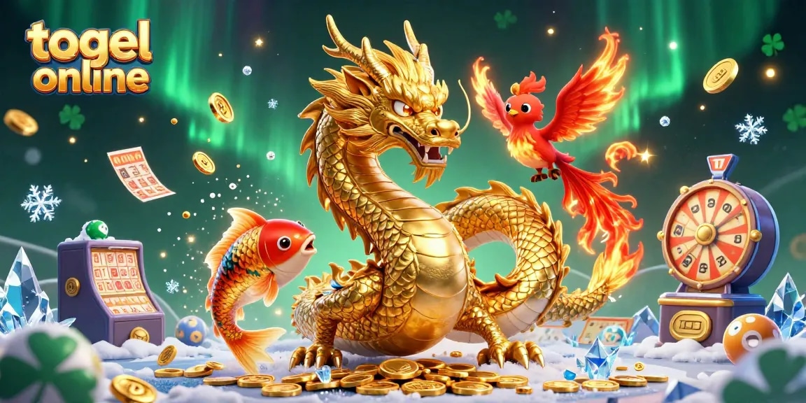 Menangkan togel online dengan karakter naga emas dan bola lotere yang mendebarkan.