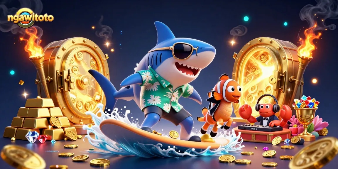 Menang jackpot di ngawitoto dengan 3D ilustrasi kasino yang penuh warna dan detail.