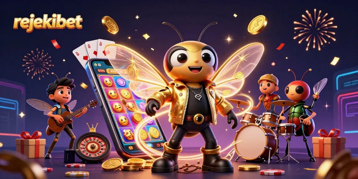 Experience the thrill of rejekibet with vibrant slot games and dynamic characters illustrating excitement and victory.