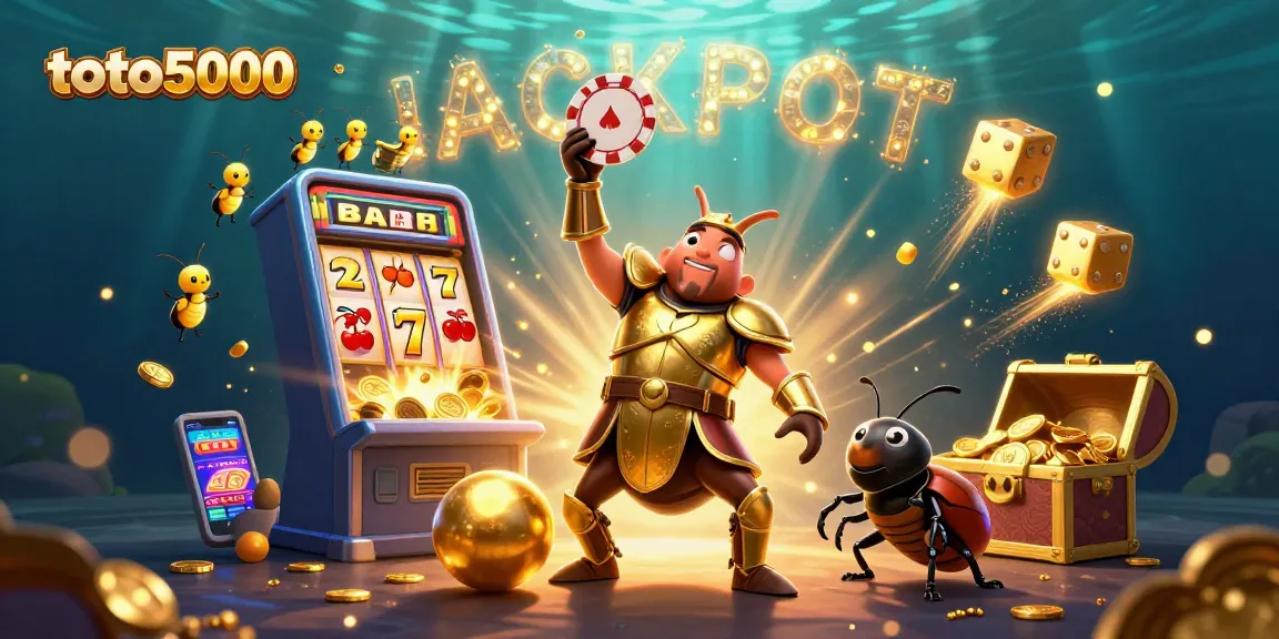 Experience thrilling wins with toto5000's captivating jackpot illustration showcasing vibrant casino elements.