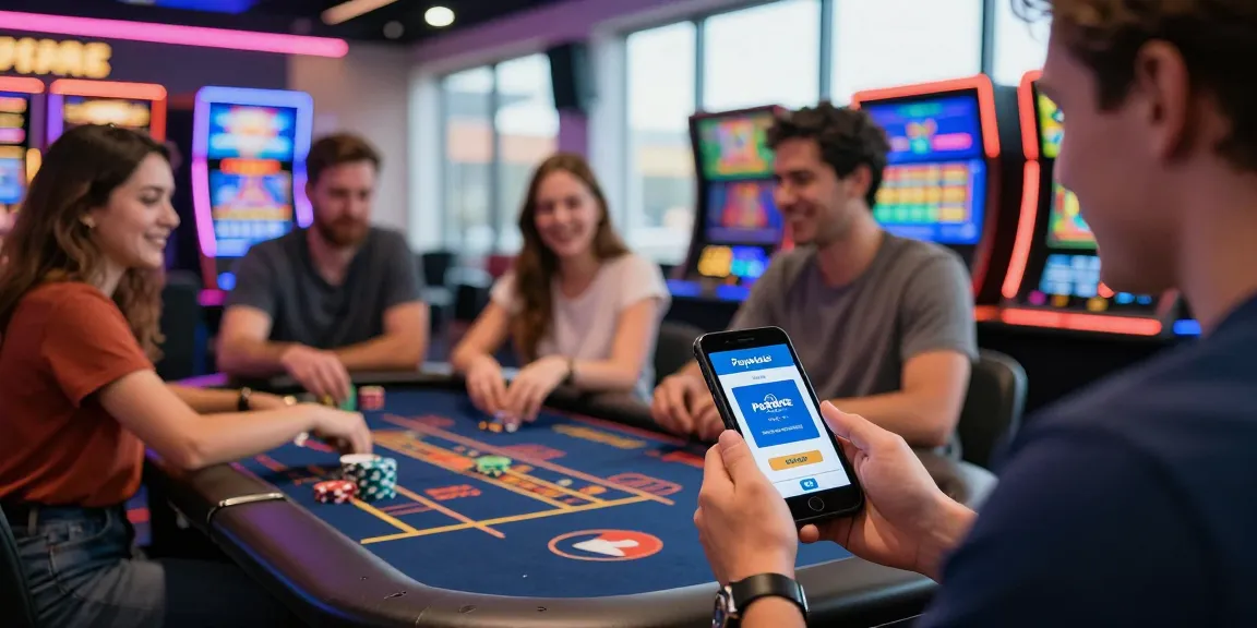 Spieler, die an einem Paysafe Card Casino-Erlebnis teilnehmen und eine lebendige Spielatmosphäre zeigen.