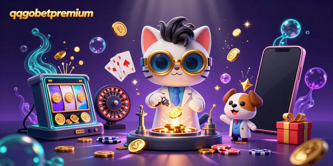 Spin reels and win with qqgobetpremium in this vibrant casino-themed illustration.