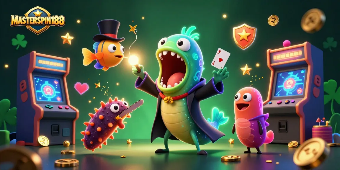 Experience the thrilling magic of MASTERSPIN188 with vibrant 3D casino characters and game elements.
