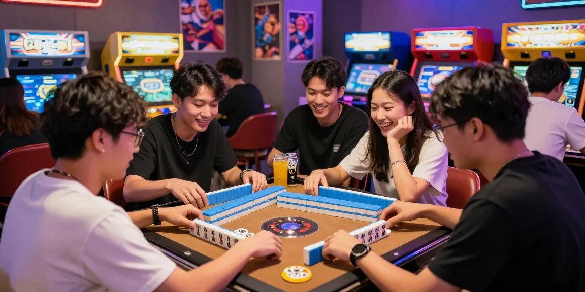 Exciting mahjong gameplay at arcade with friends, showcasing MAHJONGJP88 atmosphere and vibrant gaming culture.