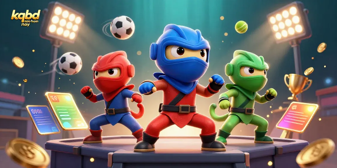 Engage with kqbd euro hom nay as ninja chameleons and sports balls create an energetic betting scene.