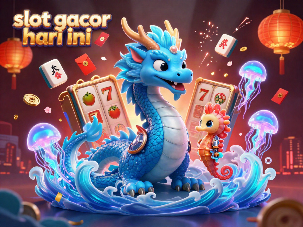 Experience the excitement of slot gacor hari ini with a vibrant underwater casino scene featuring a dragon, knight, and jellyfish.