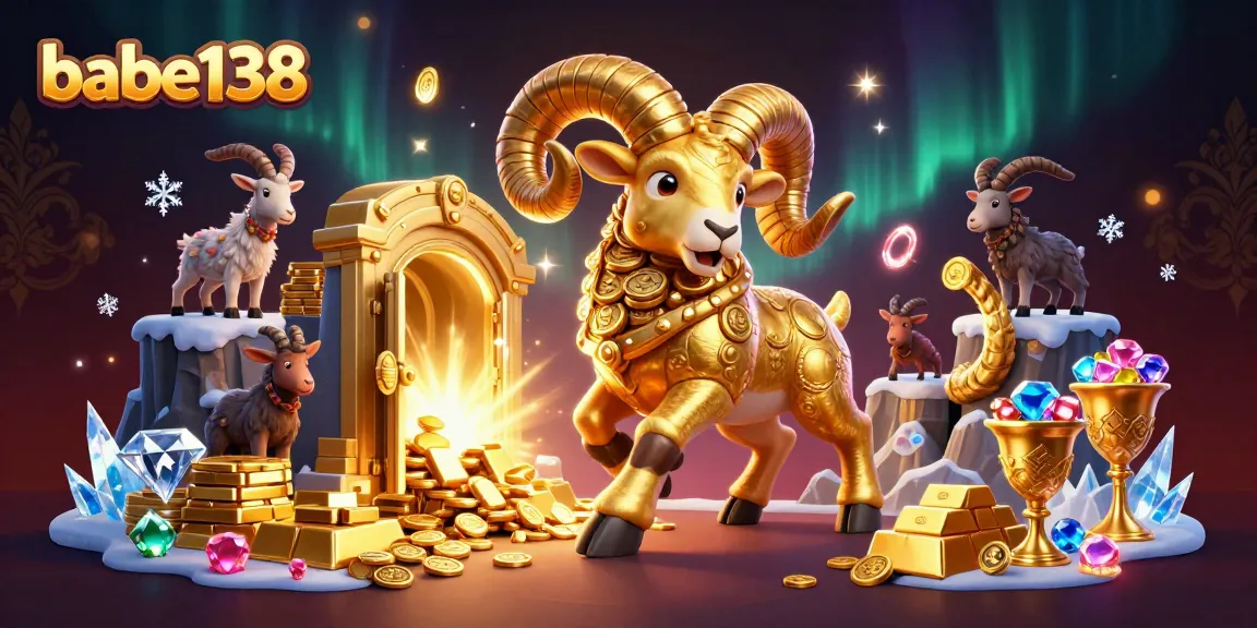 Bermain jackpot di babe138 dengan karakter ram emas yang terlihat penuh kemenangan.