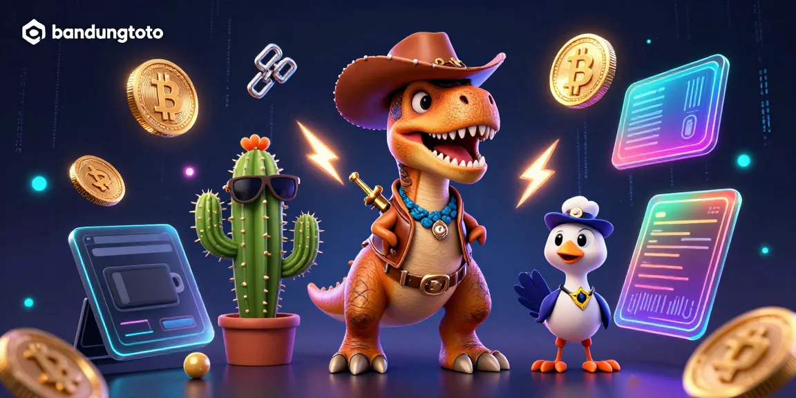 Experience thrilling action with bandungtoto featuring colorful characters and crypto icons.