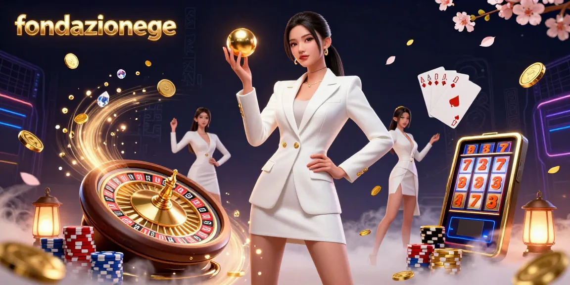 Play exciting games at fondazionege with a dynamic casino illustration showcasing diverse gaming elements.