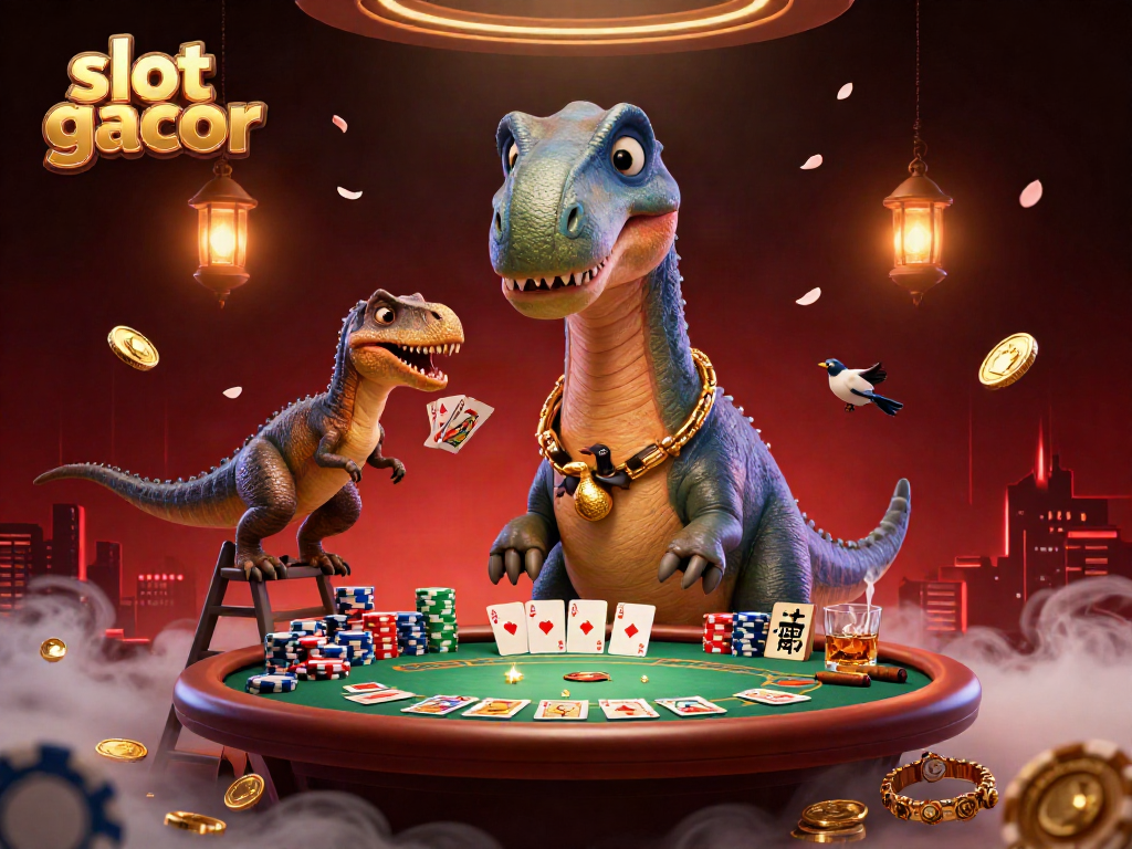 Slot gacor menghibur pemain dengan brontosaurus unik dan kartu poker di kasino.