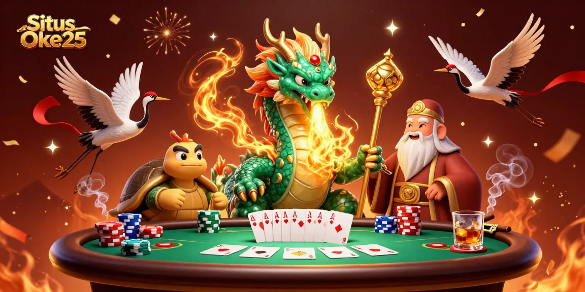Memainkan permainan poker dengan Situs Oke25 yang menarik dengan karakter legenda dan elemen kasino yang kaya.
