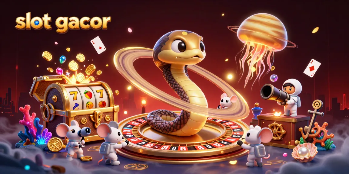 Permainan slot gacor yang menarik dengan karakter kartun 3D dan elemen casino penuh warna.