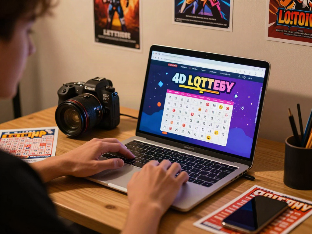 Pengguna berinteraksi dengan situs ahha4d untuk toto lotto 4D di ruang kerja yang nyaman.
