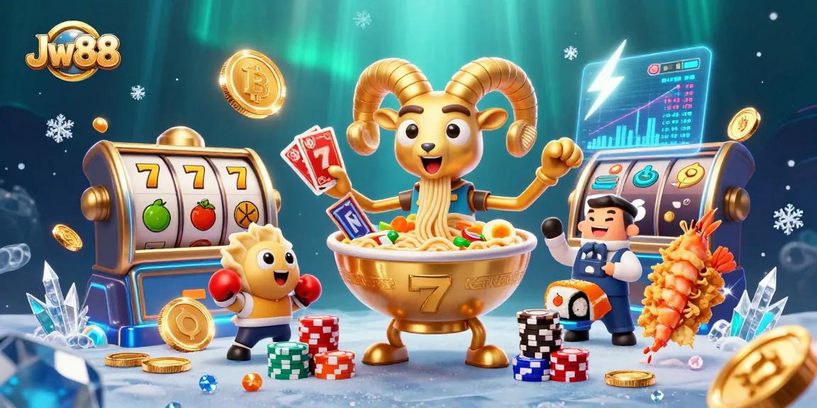 Experience the thrill of Jw88 with vibrant characters and engaging casino elements in a dynamic scene.
