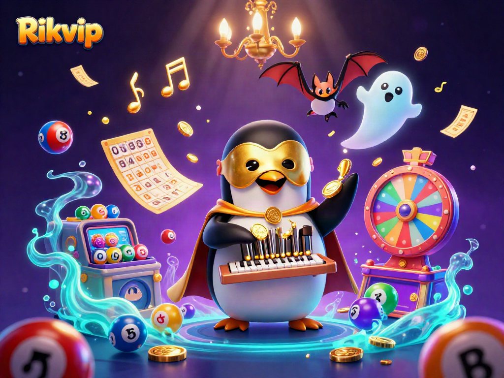 Experience exciting gameplay at Rikvip with vibrant casino elements and a whimsical scene.