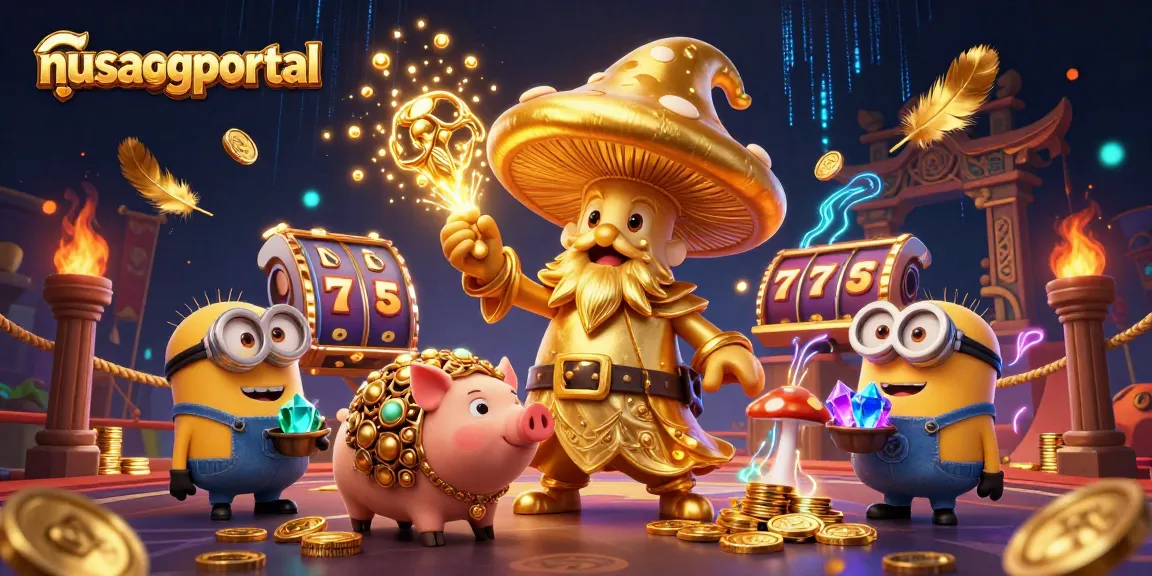 Engage with the vibrant magic of nusaggportal's casino, featuring golden treasures and enchanting characters.