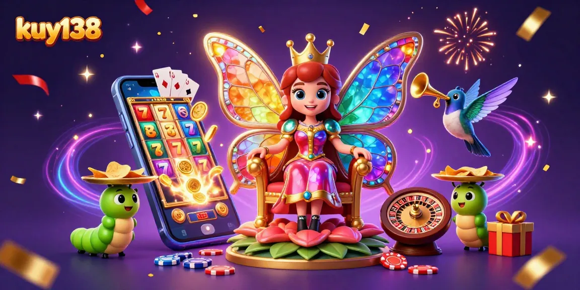 kuy138 merayakan kemenangan dengan ilustrasi kasino 3D detail tinggi dan grafis warna-warni