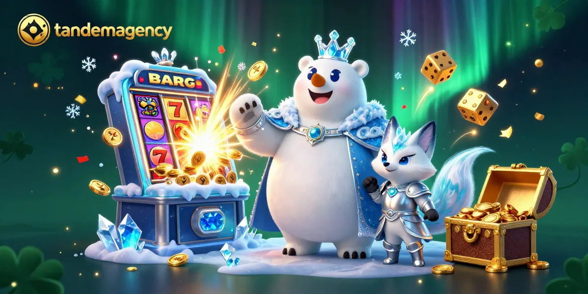 Tandemagency showcases a vibrant illustration of a casino scene with captivating characters and dynamic gaming action.