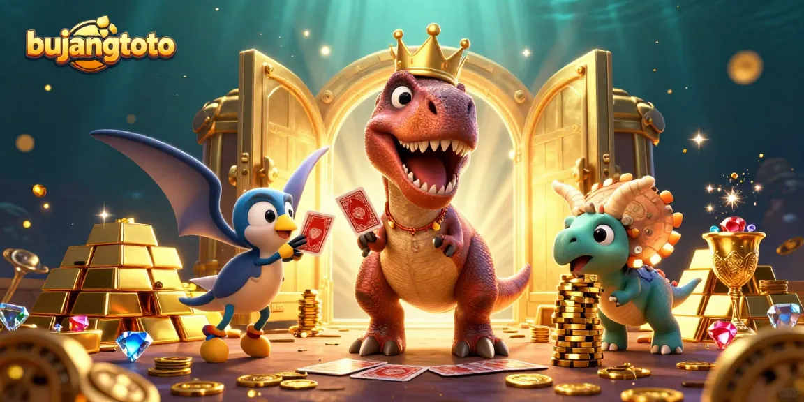 Bujangtoto mengajak Anda bermain dengan Dinosaurus 3D bermahkota emas dan banyak chip emas di kasino