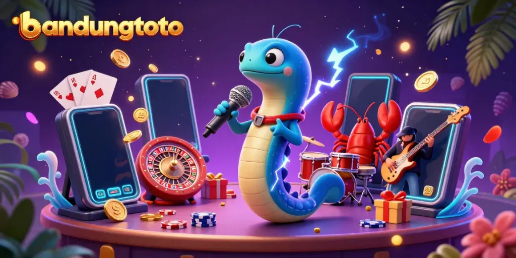 Experience the vibrant underwater party at Bandungtoto with lively casino elements and characters.