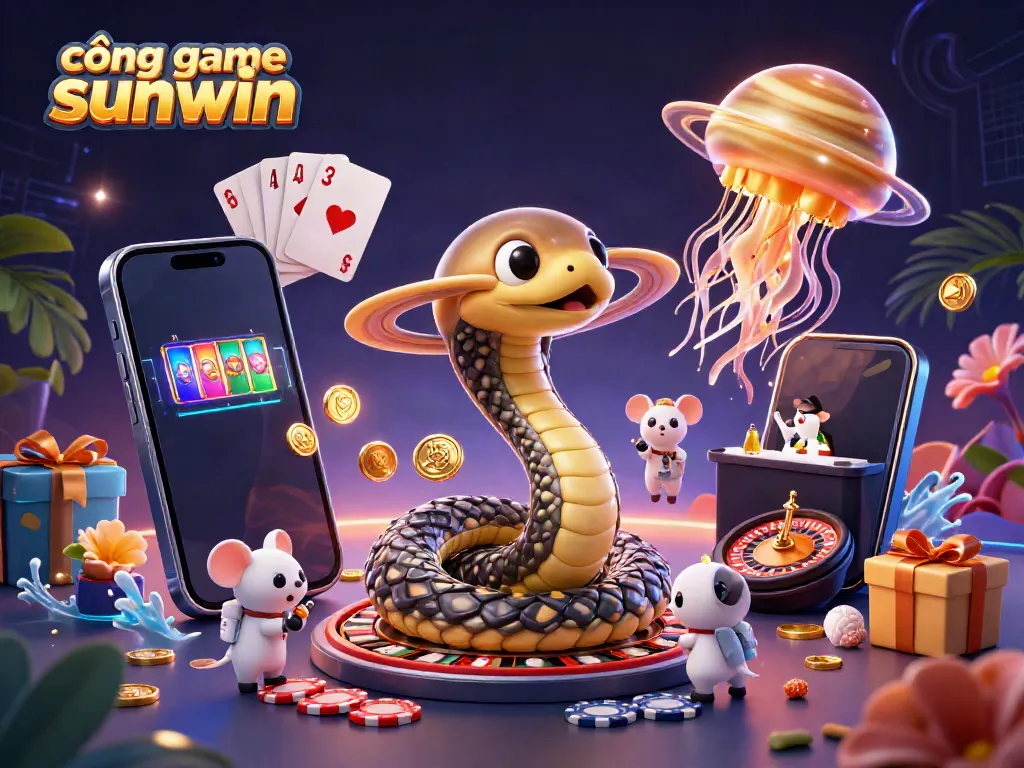 Experience the thrill of the cổng game sunwin with colorful gaming elements and cosmic characters!