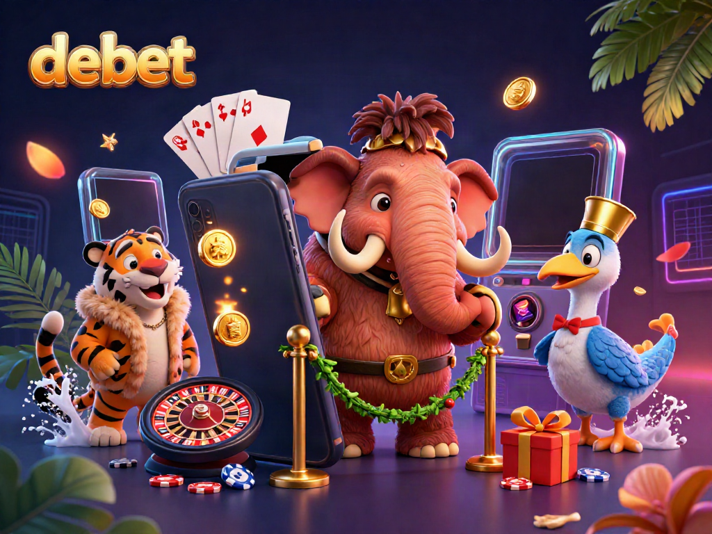 Experience the vibrant casino atmosphere at debet with engaging characters and gambling elements.