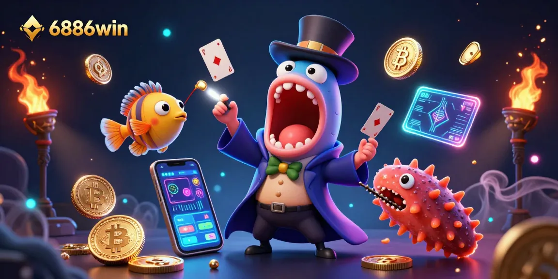 Engage in thrilling gameplay with 6886win's vibrant underwater casino scene featuring dazzling sea creatures.