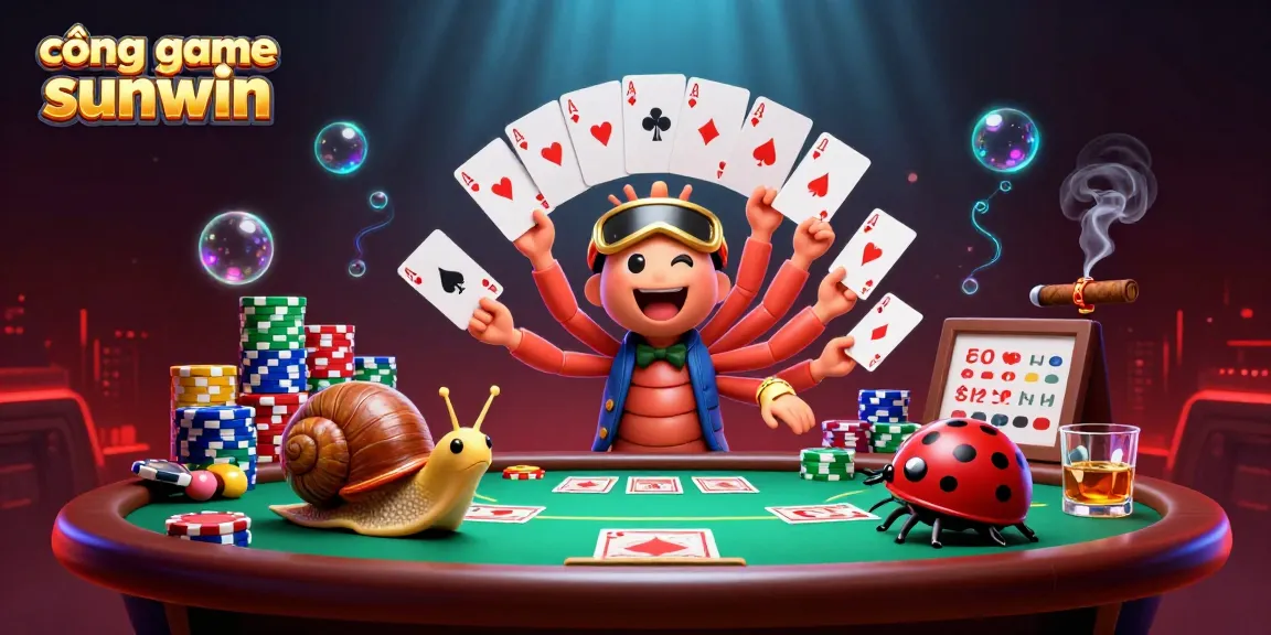 Experience thrilling play at cổng game sunwin with colorful poker chips and energetic characters.