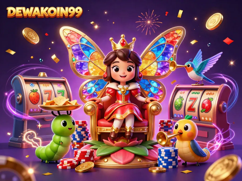 DEWAKOIN99 mengundang pemain dalam pengalaman slot yang megah dengan karakter dan simbol berkilau.