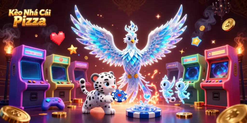 Engage with fun gaming visuals at Kèo Nhà Cái Pizza through an artistic digital illustration.