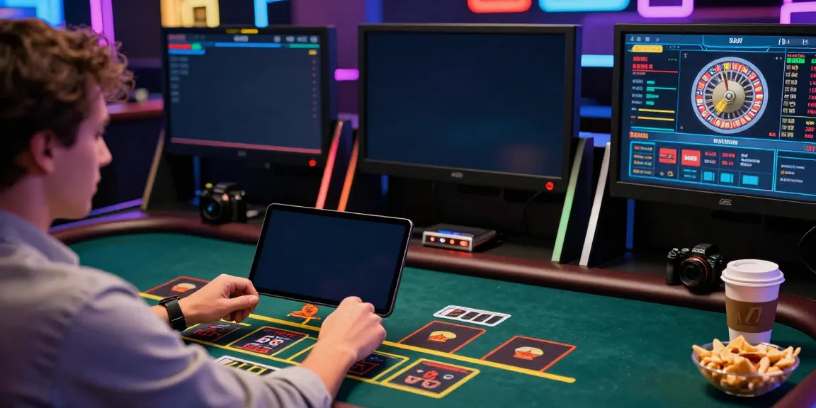 Pengalaman judi online di totowin88 dengan pemain terlibat di meja kasino langsung dan tampilan game yang cerah.