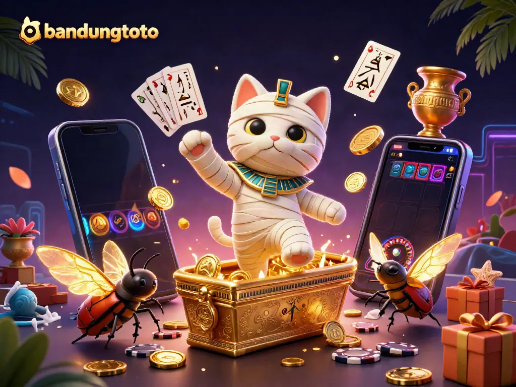 Experience casino excitement with the bandungtoto mummy cat bursting from a sarcophagus.