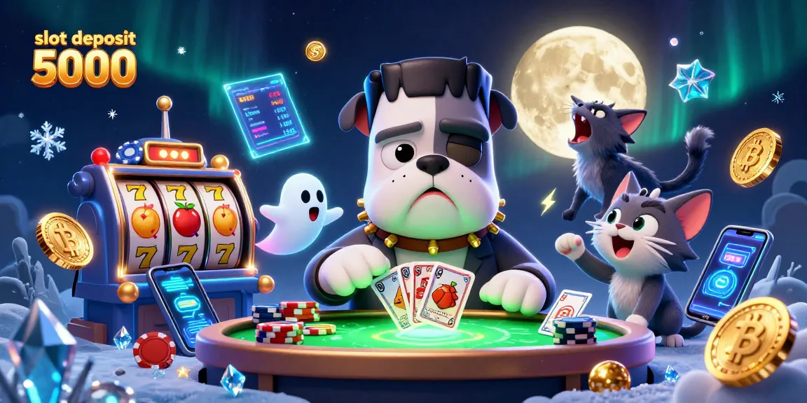 Experience slot deposit 5000 with a playful scene showcasing fun characters and casino elements.