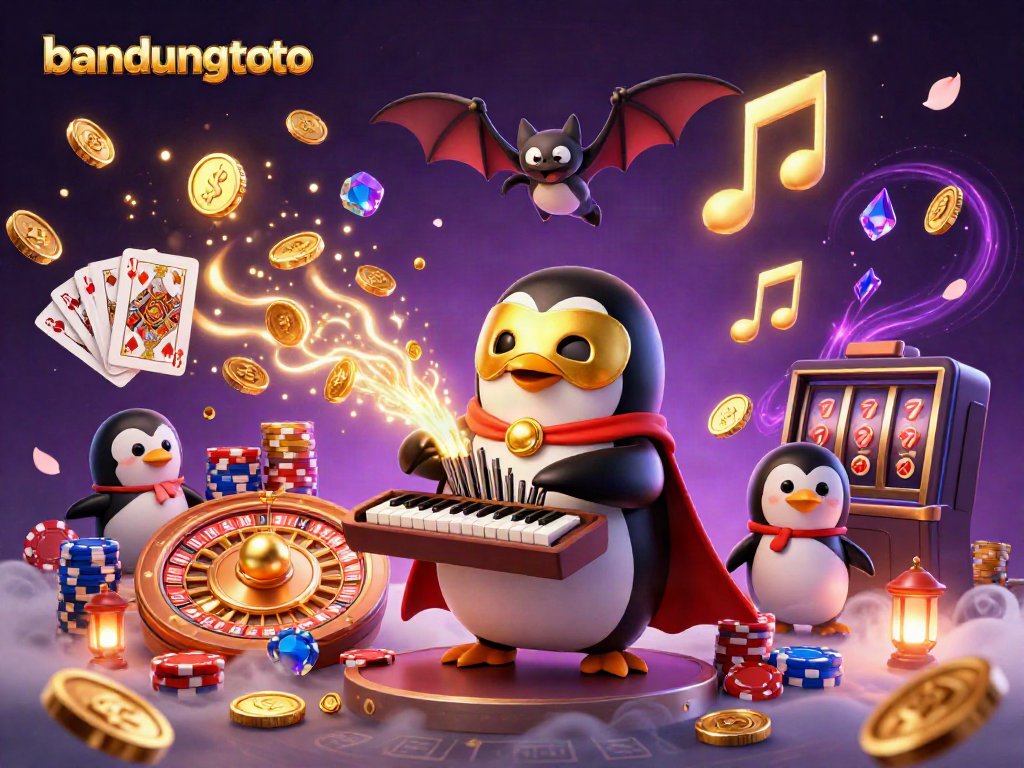 Experience thrilling moments with bandungtoto as the penguin plays for golden coins in a captivating casino scene.