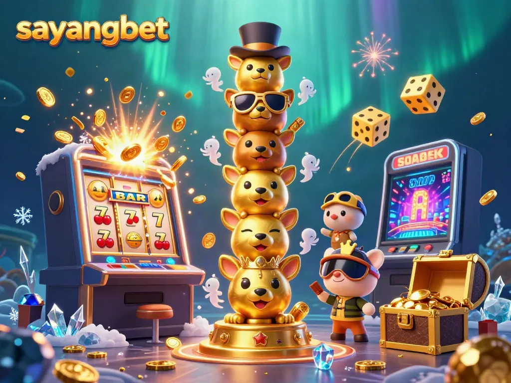 Engage with sayangbet's interactive casino experience featuring a vibrant scene of gambling action and dynamic elements.
