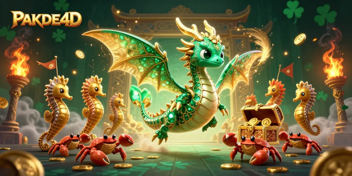 Experience thrilling gameplay with PAKDE4D, featuring emerald sea dragons and treasure in a dynamic lottery scene.