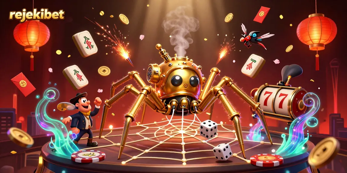 Engage in thrilling gameplay with rejekibet’s unique slot and casino features in a vibrant digital 3D illustration.