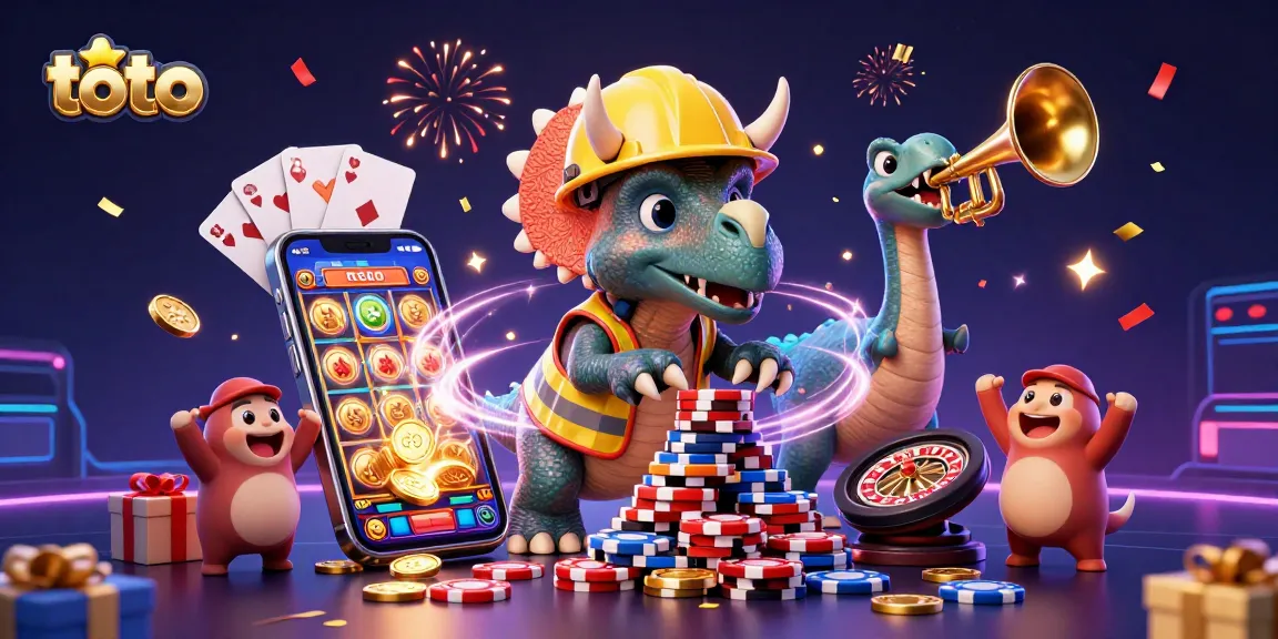 Engage in thrilling slot gaming action with toto-themed cartoon characters celebrating exciting wins!