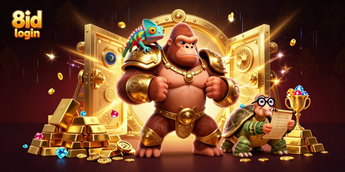 Engage in thrilling gameplay with 8id login, featuring vibrant 3D characters showcasing casino excitement.
