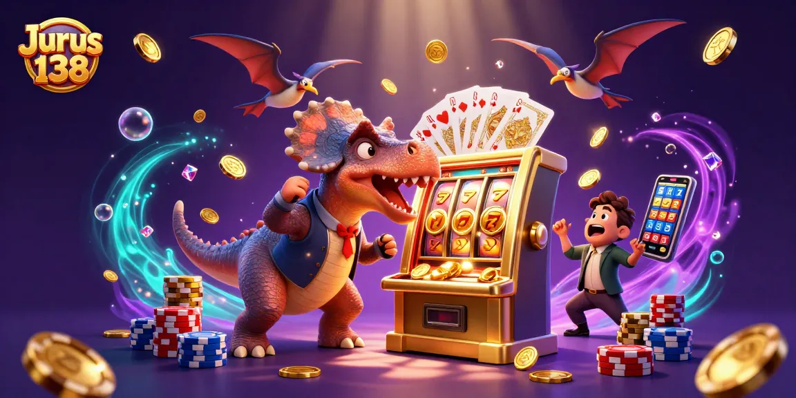 Jurus 138 showcases a pachycephalosaurus winning jackpots at a casino